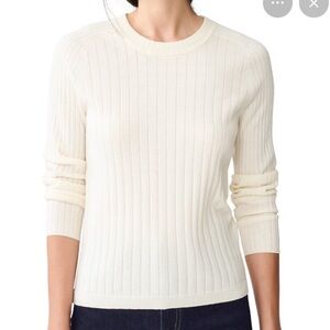 NWT J McLaughlin Cashmere Merino Wool Anika Knit Sweater Egret White Crewneck XS